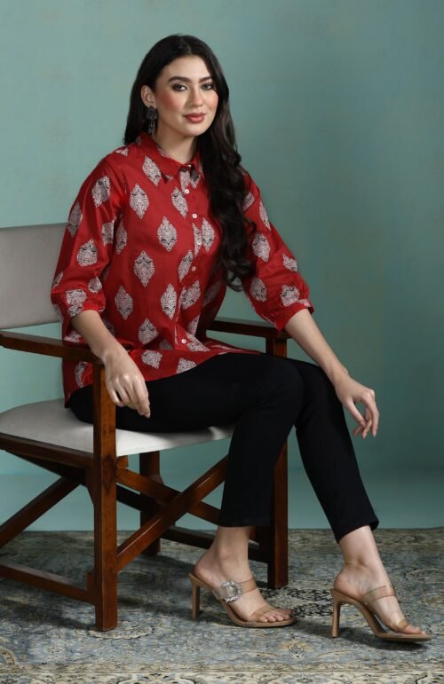 Women Cotton Fuchsia Printed Tunic